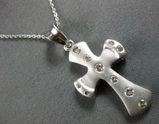ESTATE .18CT DIAMOND 14KT WHITE GOLD MATTE & SHINY ETOILE CROSS FLOATING PENDANT