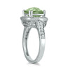 LARGE 2.85CT DIAMOND & AAA GREEN AMETHYST 14KT WHITE GOLD CUSHION & ROUND RING