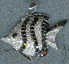 1.51CT WHITE & BLACK DIAMOND 14KT WHITE GOLD 3D LUCKY FISH FUN FLOATING PENDANT