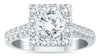 ESTATE 1.63CT DIAMOND 14KT WHITE GOLD CLASSIC ROUND SQUARE HALO ENGAGEMENT RING