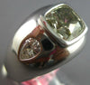 LARGE GIA 3.76CT WHITE & GREEN DIAMOND 18KT WHITE GOLD 3D ETOILE MENS GYPSY RING