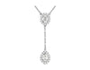 .36CT DIAMOND 14KT WHITE GOLD ROUND & PEAR SHAPE TEAR DROP LARIAT LOVE NECKLACE