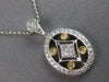 .43CT DIAMOND 18K 2 TONE GOLD 3D ROUND & PRINCESS FILIGREE OVAL FLOATING PENDANT