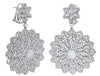 EXTRA LARGE 7.41CT DIAMOND 18KT WHITE GOLD DOUBLE FLOWER STAR HANGING EARRINGS