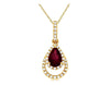 .58CT DIAMOND & AAA RUBY 14KT YELLOW GOLD 3D PEAR SHAPE & ROUND FLOATING PENDANT