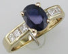 Estate 1.92Ct Diamond & AAA Sapphire 14K Yellow Gold 3D Oval & Princess Engagement Ring