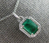1.25CT DIAMOND & AAA EMERALD 14KT WHITE GOLD ROUND & SQUARE HALO OCTAGON PENDANT
