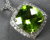 ESTATE 2.20CT DIAMOND & AAA PERIDOT 14KT WHITE GOLD SQUARE HALO FLOATING PENDANT
