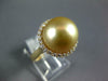 LARGE .32CT DIAMOND & AAA GOLDEN SOUTH SEA PEARL 18KT YELLOW GOLD HALO LOVE RING