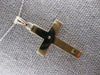 ANTIQUE .02CT OLD MINE DIAMOND 14KT 2 TONE GOLD 3D CROSS FLOATING PENDANT #27383