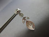 1.17CT DIAMOND 14K WHITE GOLD 3D ROUND & BAGUETTE FLOWER SQUARE HANGING EARRINGS