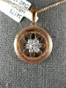 ESTATE .19CT DIAMOND 18KT ROSE GOLD CIRCLE OF LIFE MATTE & SHINY FLOWER PENDANT