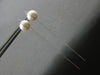 LARGE .07CT DIAMOND & AAA SOUTH SEA PEARL 14K WHITE GOLD 3D BAR HANGING EARRINGS