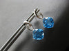 3.46CT DIAMOND & AAA BLUE TOPAZ 14KT WHITE GOLD CUSHION & ROUND HANGING EARRINGS