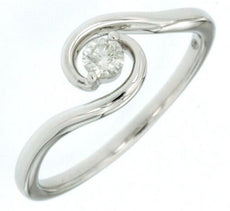 .13CT DIAMOND 14KT WHITE GOLD 3D CLASSIC ROUND SOLITAIRE DOUBLE SWIRL FUN RING