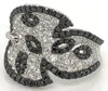 ESTATE 1.60CT WHITE & BLACK DIAMOND 18KT WHITE GOLD CLASSIC MULTI LEAF FUN RING