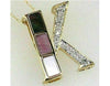 Estate .05Ct Diamond & Aaa Mother Of Pearl 14Kt Yellow Gold 3D K Initial Pendant