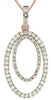 ESTATE .50CT DIAMOND 14K WHITE & ROSE GOLD DOUBLE OPEN OVAL FUN FLOATING PENDANT