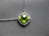 1.04CT DIAMOND & AAA PERIDOT 14K WHITE GOLD CUSHION & ROUND SQUARE HALO NECKLACE