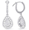 .67CT DIAMOND 14KT WHITE GOLD CLUSTER TEAR DROP OPEN FILIGREE HANGING EARRINGS