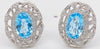 LARGE 10.07CT DIAMOND & AAA SKY BLUE TOPAZ 14KT WHITE GOLD OVAL & ROUND EARRINGS