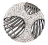 ESTATE .51CT DIAMOND 14KT WHITE & BLACK GOLD CLASSIC MULTI ROW CIRCULAR FUN RING