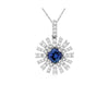 .83CT DIAMOND & AAA TANZANITE 14KT WHITE GOLD FLOWER STARBURST FLOATING PENDANT