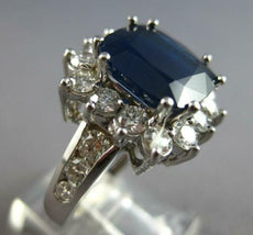 7.92CT DIAMOND & AAA SAPPHIRE 14KT WHITE GOLD SQUARE HALO ENGAGEMENT RING #27611