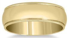 14KT YELLOW GOLD 3D CLASSIC SOLID 6MM MILGRAIN UNISEX WEDDING ANNIVERSARY RING