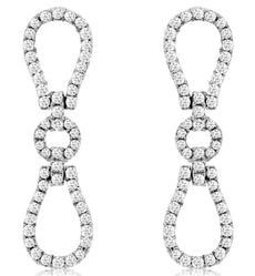 ESTATE .42CT DIAMOND 14K WHITE GOLD CLASSIC ROUND LOVE KNOT FUN HANGING EARRINGS