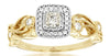 .40CT DIAMOND 14KT YELLOW GOLD 3D ROUND & PRINCESS HALO SQUARE ENGAGEMENT RING