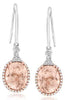 LARGE 5.87CT DIAMOND & AAA MORGANITE 18K WHITE & ROSE GOLD OVAL & ROUND EARRINGS