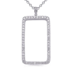 1.36CT DIAMOND 14KT WHITE GOLD ROUND OPEN RECTANGULAR PAVE FUN FLOATING PENDANT