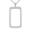 1.36CT DIAMOND 14KT WHITE GOLD ROUND OPEN RECTANGULAR PAVE FUN FLOATING PENDANT