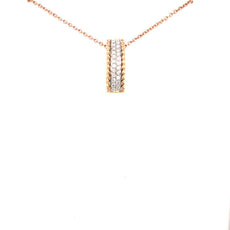 .25CT DIAMOND 18KT 2 TONE GOLD CLASSIC DOUBLE ROW BAR FILIGREE FLOATING PENDANT
