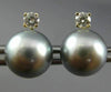 ESTATE DIAMOND & AAA GREY TAHITIAN PEARL 14KT YELLOW GOLD 3D STUD EARRINGS 25741