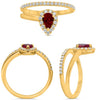 .80CT DIAMOND & AAA RUBY 14K YELLOW GOLD PEAR SHAPE & ROUND DOUBLE BAND FUN RING