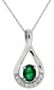 .41CT DIAMOND & AAA EMERALD 14K WHITE GOLD 3D OVAL & ROUND LOVE FLOATING PENDANT