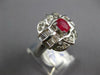 2.0CT DIAMOND & AAA RUBY 18KT WHITE GOLD OVAL ROUND & BAGUETTE ENGAGEMENT RING