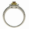 .72CT WHITE ORANGE & FANCY YELLOW DIAMOND 18KT 2 TONE GOLD HALO ENGAGEMENT RING