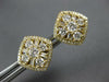 LARGE 1.36CT DIAMOND 14KT YELLOW GOLD 3D ROUND & BAGUETTE FLOWER STUD EARRINGS