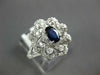 ESTATE 1.35CT DIAMOND & AAA SAPPHIRE 14K WHITE GOLD OVAL & ROUND FLOWER FUN RING