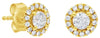 ESTATE .52CT DIAMOND 18K YELLOW GOLD CLASSIC SOLITAIRE HALO FLOWER STUD EARRINGS