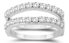 1.0CT DIAMOND 14KT WHITE GOLD ROUND SHARED PRONG INSERT WEDDING ANNIVERSARY RING