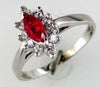 .50CT DIAMOND & AAA RUBY 14KT WHITE GOLD CLASSIC MARQUISE & ROUND HALO LOVE RING