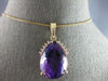 EXTRA LARGE 19.10CT DIAMOND & AAA AMETHYST 14KT YELLOW GOLD 3D TEAR DROP PENDANT