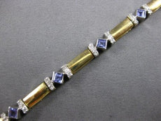 ELEGANT 2.5CT DIA & AAA TANZANITE BRACELET 14K TWO TONE GOLD 3D PRINCESS & ROUND