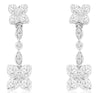 ESTATE 1.0CT DIAMOND 14KT WHITE GOLD MULTI LEAF DOUBLE FLOWER HANGING EARRINGS