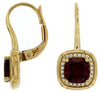 2.55CT DIAMOND & AAA RHODOLITE 14KT YELLOW GOLD 3D CUSHION & ROUND HALO EARRINGS