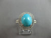 LARGE .95CT DIAMOND & AAA TURQUOISE 14K WHITE GOLD 3D OVAL & ROUND HALO FUN RING